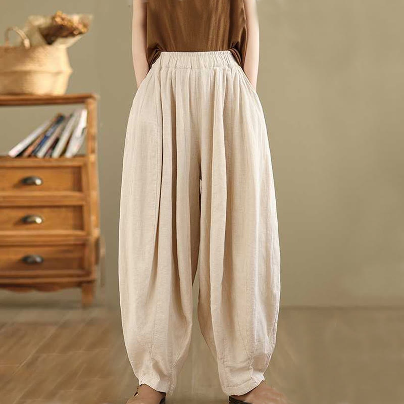 Pantaloni harem da donna in cotone e lino con tasche, modello Buddha Stones , casual e semplici, primaverili - image 17