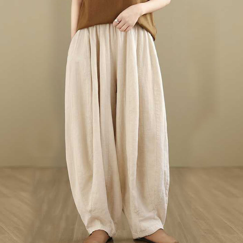 Pantaloni harem da donna in cotone e lino con tasche, modello Buddha Stones , casual e semplici, primaverili - Bianco antico - US8-10, UK/AU12-14, EU40-42 (2XL) - image 16