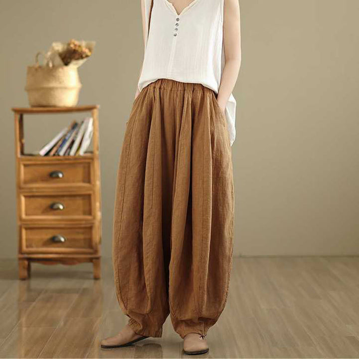 Pantaloni harem da donna in cotone e lino con tasche, modello Buddha Stones , casual e semplici, primaverili - image 5