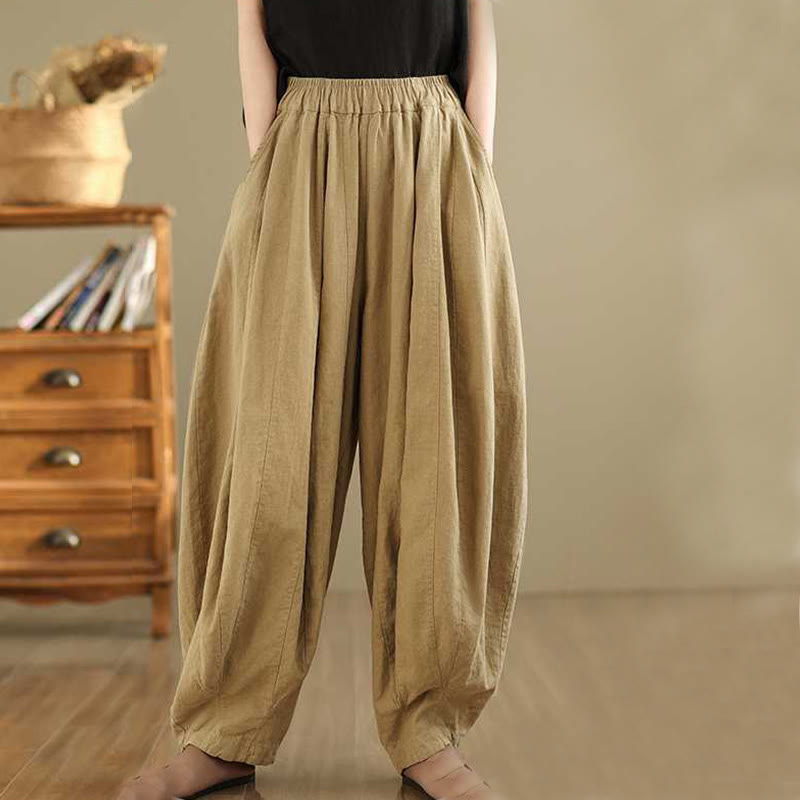 Pantaloni harem da donna in cotone e lino con tasche, modello Buddha Stones , casual e semplici, primaverili - image 11