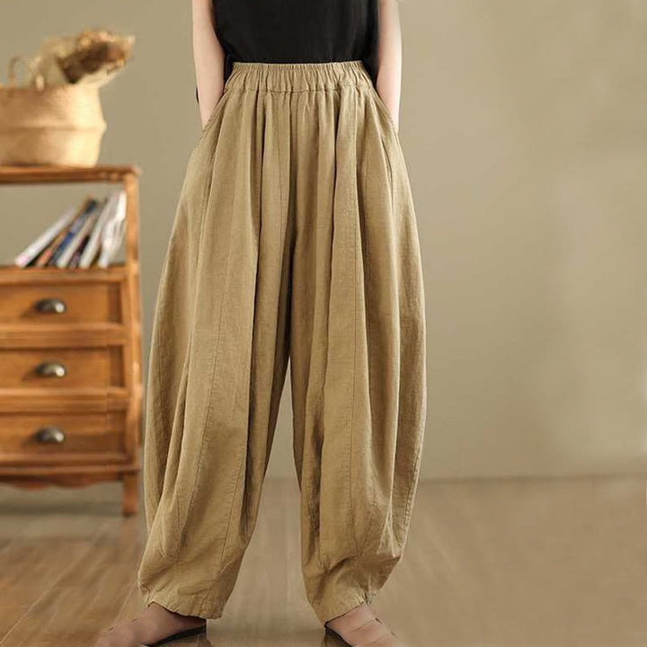 Pantaloni harem da donna in cotone e lino con tasche, modello Buddha Stones , casual e semplici, primaverili - image 11