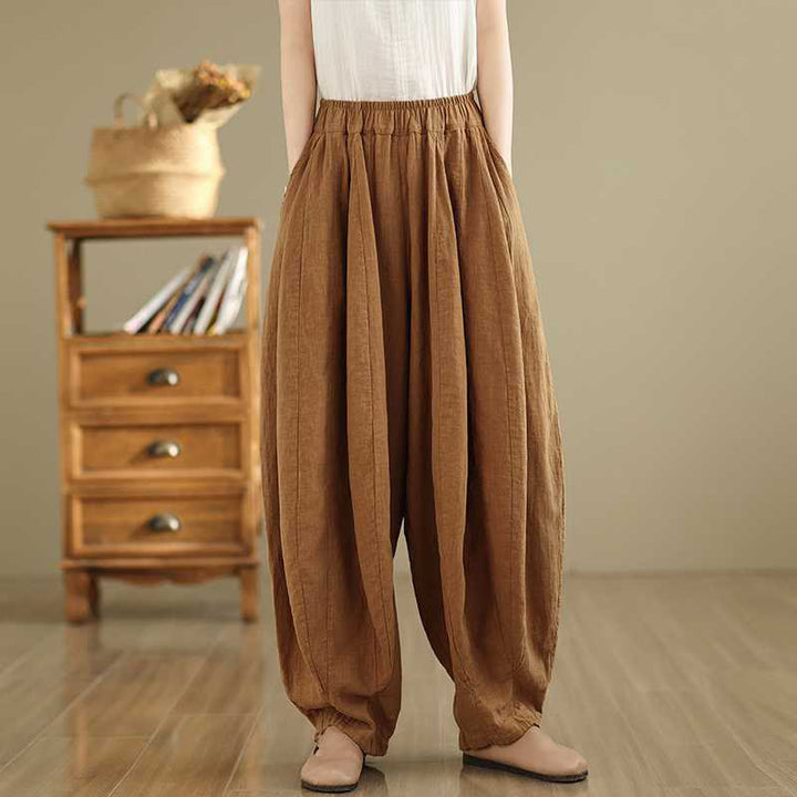 Pantaloni harem da donna in cotone e lino con tasche, modello Buddha Stones , casual e semplici, primaverili - image 2