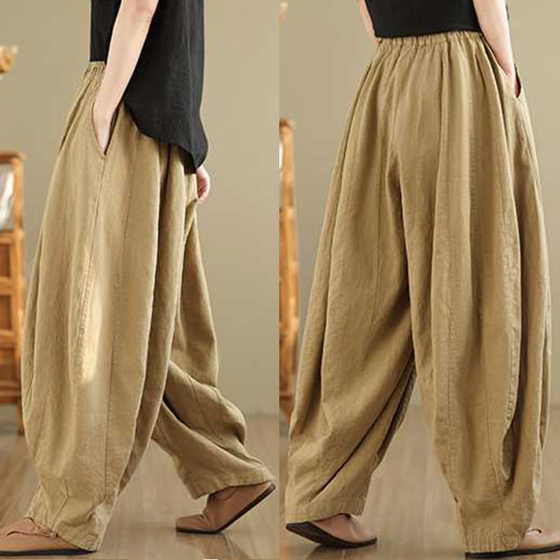 Pantaloni harem da donna in cotone e lino con tasche, modello Buddha Stones , casual e semplici, primaverili - image 15