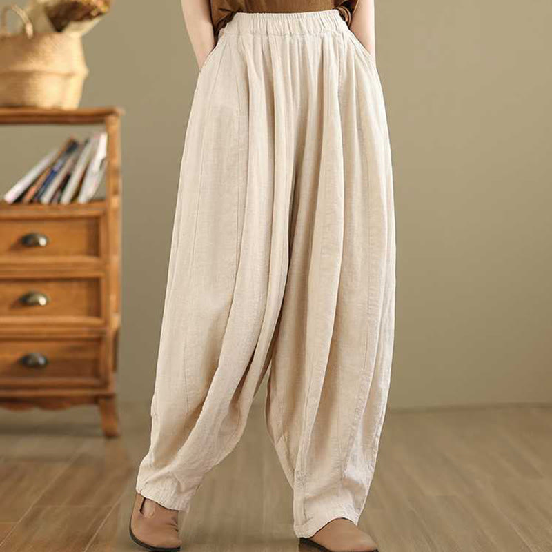 Pantaloni harem da donna in cotone e lino con tasche, modello Buddha Stones , casual e semplici, primaverili - image 20
