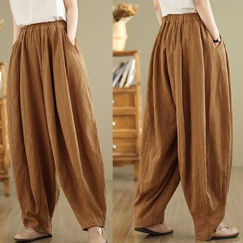 Pantaloni harem da donna in cotone e lino con tasche, modello Buddha Stones , casual e semplici, primaverili - image 9