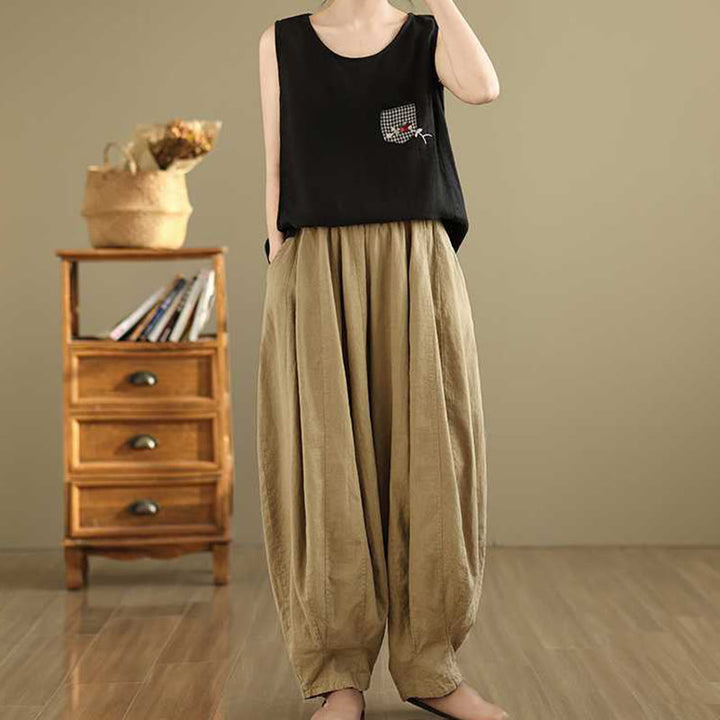 Pantaloni harem da donna in cotone e lino con tasche, modello Buddha Stones , casual e semplici, primaverili - image 14