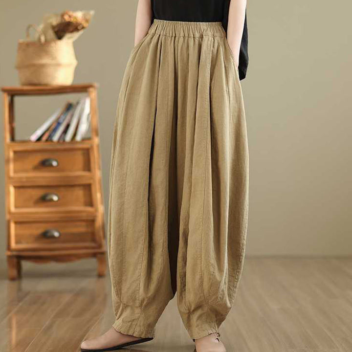 Pantaloni harem da donna in cotone e lino con tasche, modello Buddha Stones , casual e semplici, primaverili - image 13