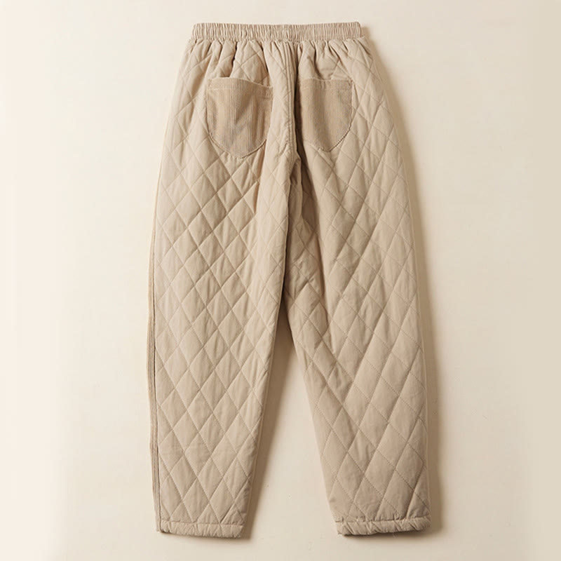 Pantaloni harem da donna in cotone con tasche, foderati in pile termico, con motivo trapuntato a rombi Buddha Stones - image 11