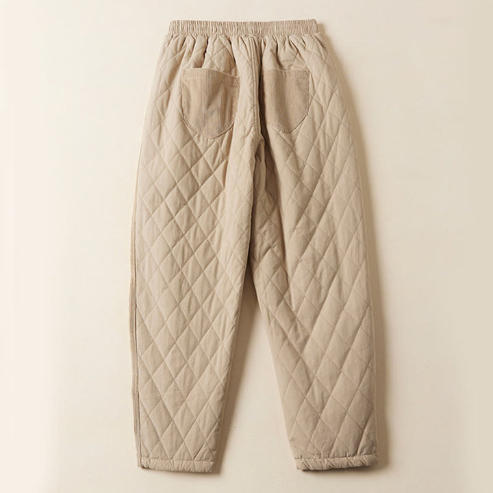 Pantaloni harem da donna in cotone con tasche, foderati in pile termico, con motivo trapuntato a rombi Buddha Stones - image 11