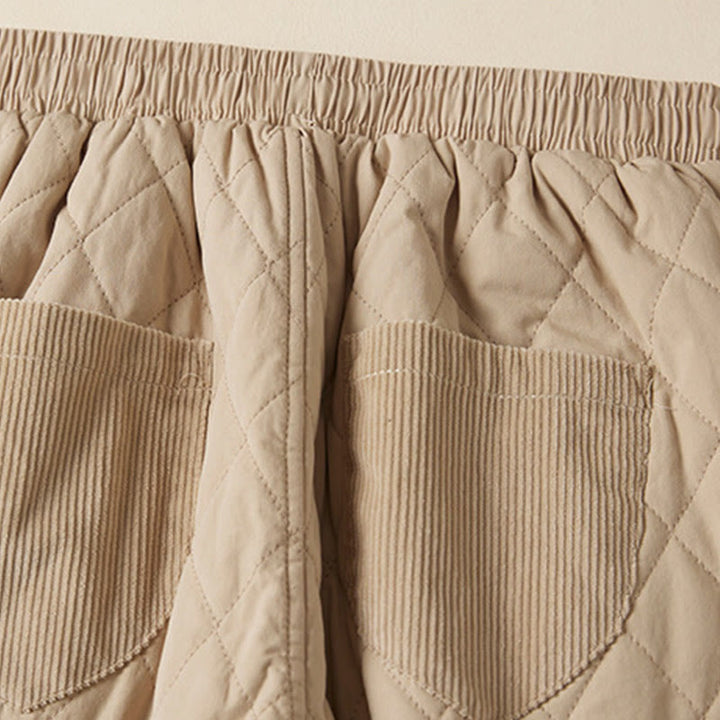 Pantaloni harem da donna in cotone con tasche, foderati in pile termico, con motivo trapuntato a rombi Buddha Stones - image 13