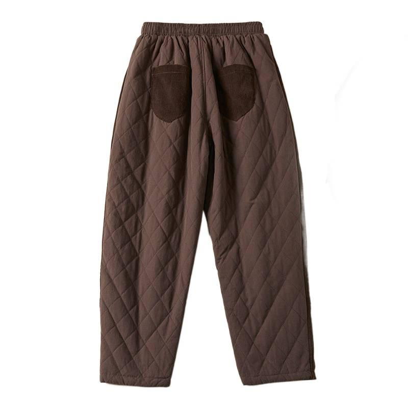 Pantaloni harem termici da donna in cotone con tasche e design trapuntato a rombi Buddha Stones - image 26