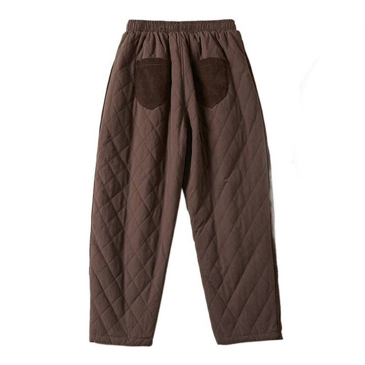 Pantaloni harem termici da donna in cotone con tasche e design trapuntato a rombi Buddha Stones - image 26