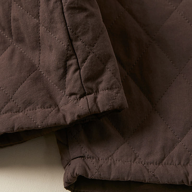 Pantaloni harem termici da donna in cotone con tasche e design trapuntato a rombi Buddha Stones - image 25