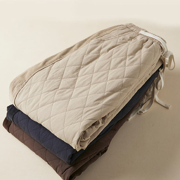 Pantaloni harem da donna in cotone con tasche, foderati in pile termico, con motivo trapuntato a rombi Buddha Stones - image 29