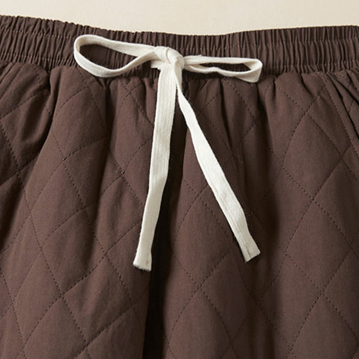 Pantaloni harem da donna in cotone con tasche, foderati in pile termico, con motivo trapuntato a rombi Buddha Stones - image 21