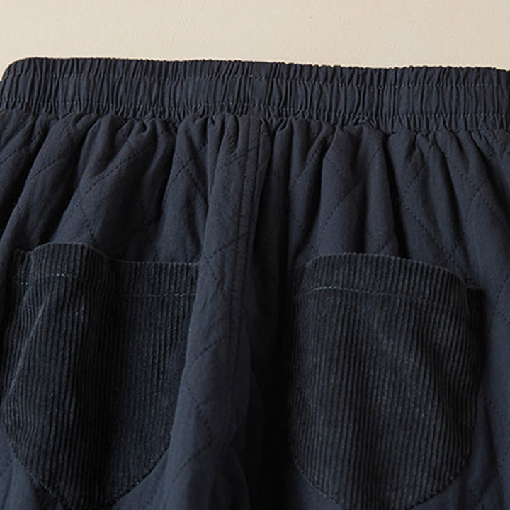Pantaloni harem da donna in cotone con tasche, foderati in pile termico, con motivo trapuntato a rombi Buddha Stones - image 4
