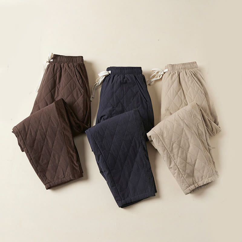 Pantaloni harem da donna in cotone con tasche, foderati in pile termico, con motivo trapuntato a rombi Buddha Stones - image 28