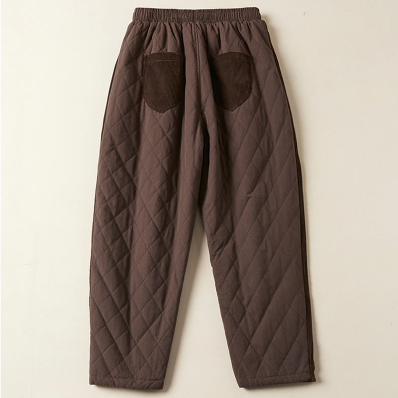 Pantaloni harem termici da donna in cotone con tasche e design trapuntato a rombi Buddha Stones - image 19