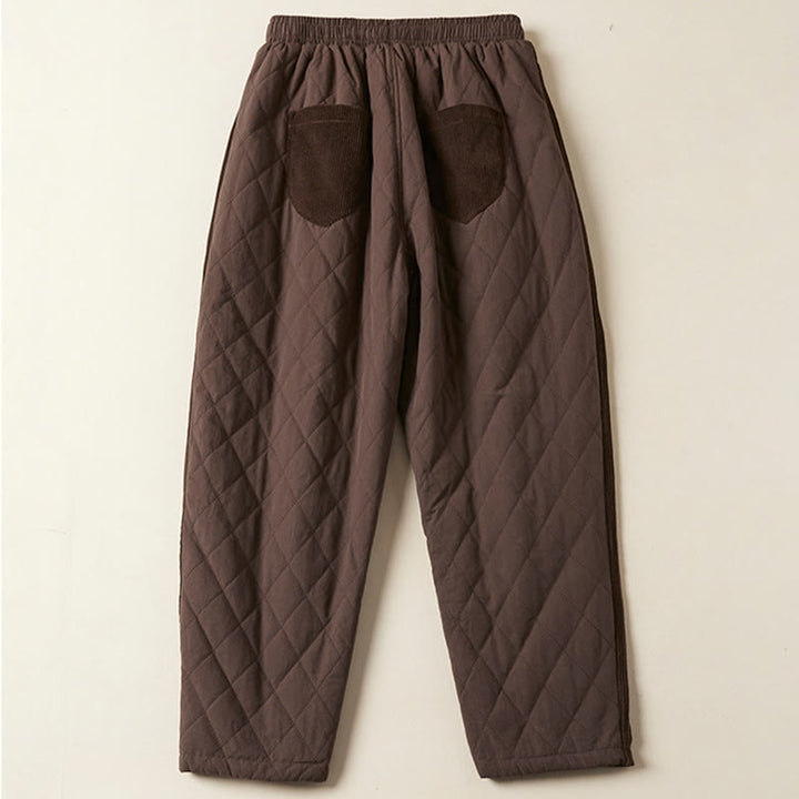Pantaloni harem termici da donna in cotone con tasche e design trapuntato a rombi Buddha Stones - image 19