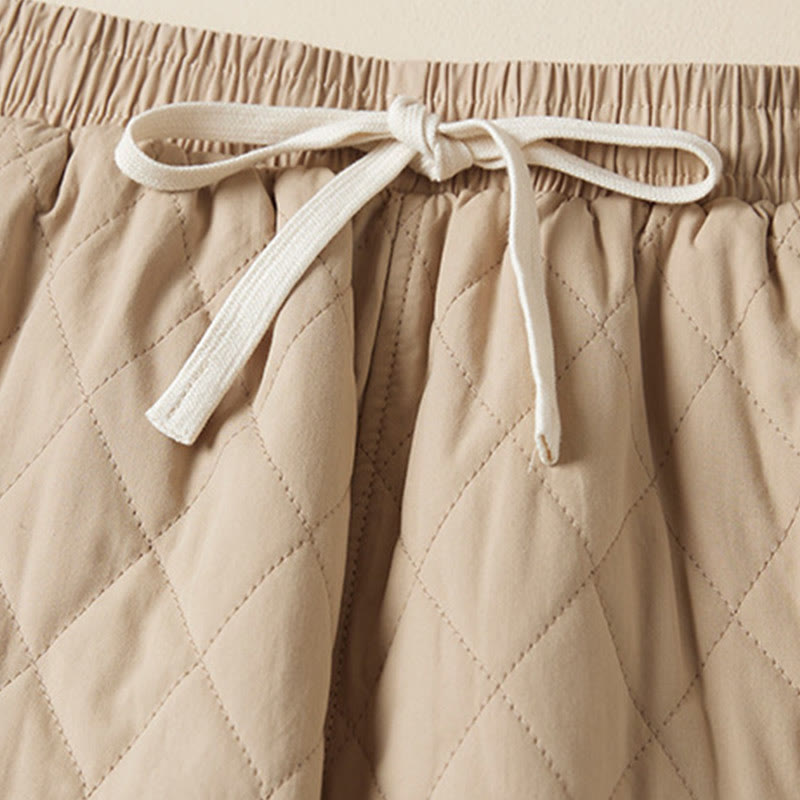 Pantaloni harem termici da donna in cotone con tasche e design trapuntato a rombi Buddha Stones - image 11