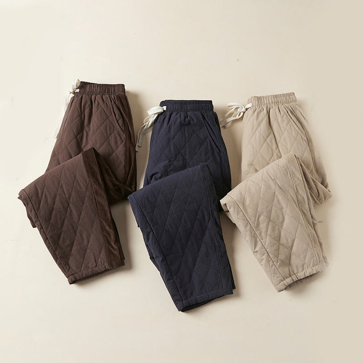 Pantaloni harem termici da donna in cotone con tasche e design trapuntato a rombi Buddha Stones - image 27