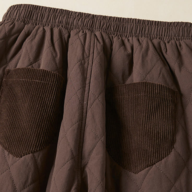 Pantaloni harem termici da donna in cotone con tasche e design trapuntato a rombi Buddha Stones - image 21