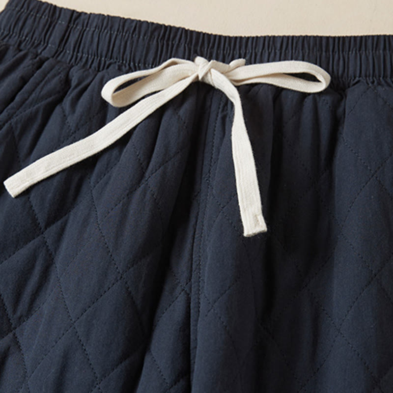 Pantaloni harem da donna in cotone con tasche, foderati in pile termico, con motivo trapuntato a rombi Buddha Stones - image 3