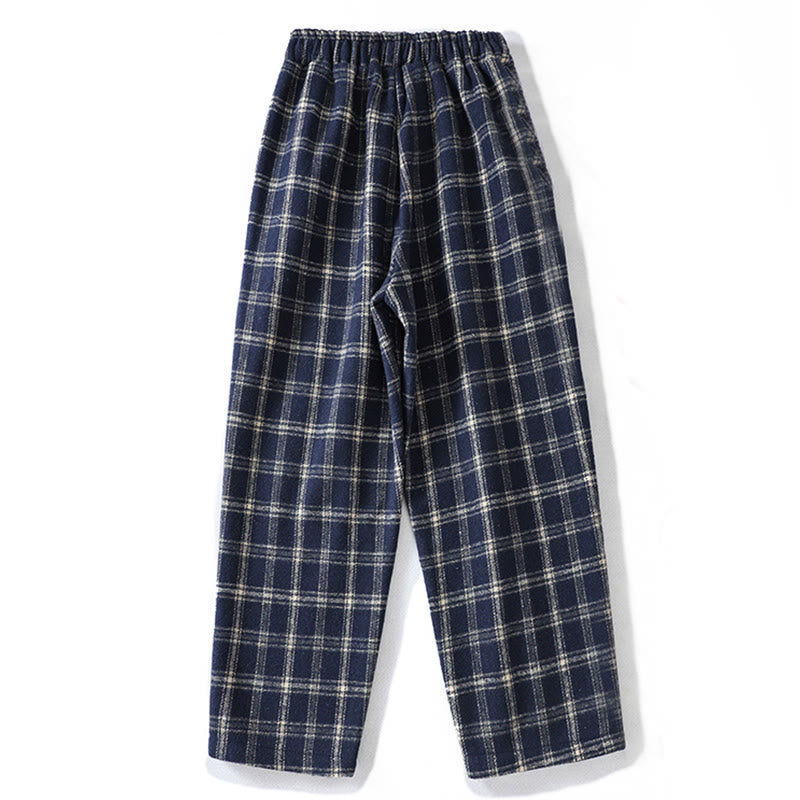 Pantaloni harem da donna in cotone con fodera in pile e tasche, motivo a quadri retrò Buddha Stones - image 2