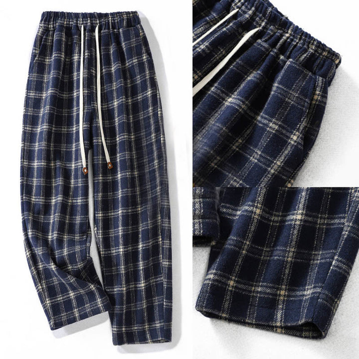 Pantaloni harem da donna in cotone con fodera in pile e tasche, motivo a quadri retrò Buddha Stones - image 9
