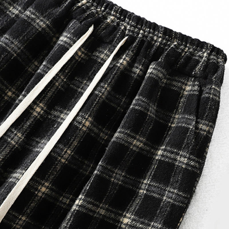 Pantaloni harem da donna in cotone con fodera in pile e tasche, motivo a quadri retrò Buddha Stones - image 14
