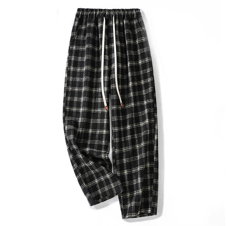 Pantaloni harem da donna in cotone con fodera in pile e tasche, motivo a quadri retrò Buddha Stones - Nero - US8-10, UK/AU12-14, EU40-42 (2XL) - image 10