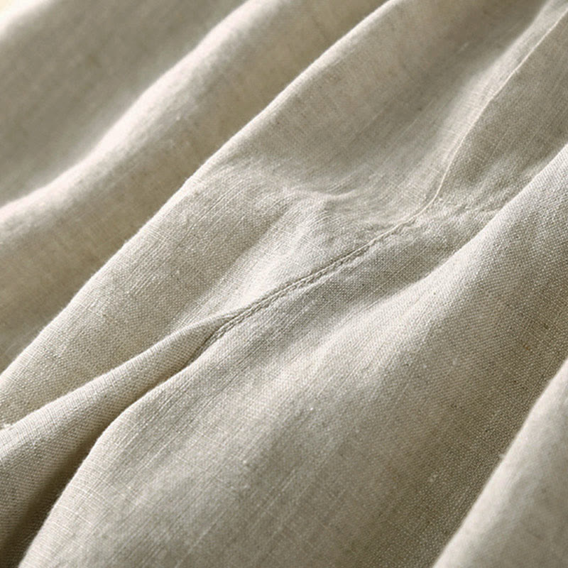 Pantaloncini da donna in cotone e lino con lacci e tasche, in tinta unita, con fondo in pizzo cavo , Buddha Stones - image 6