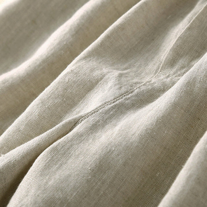 Pantaloncini da donna in cotone e lino con lacci e tasche, in tinta unita, con fondo in pizzo cavo , Buddha Stones - image 6
