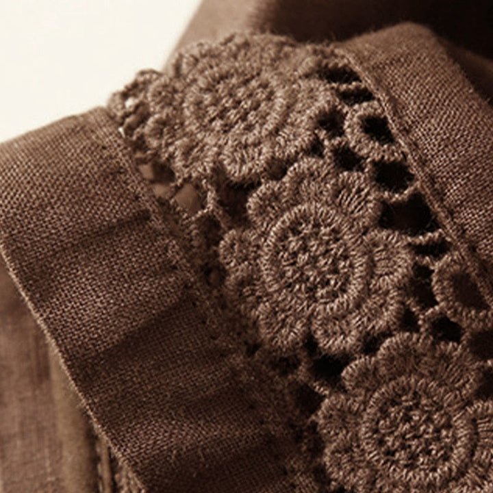 Pantaloncini da donna in cotone e lino con lacci e tasche, in tinta unita, con fondo in pizzo cavo , Buddha Stones - image 41