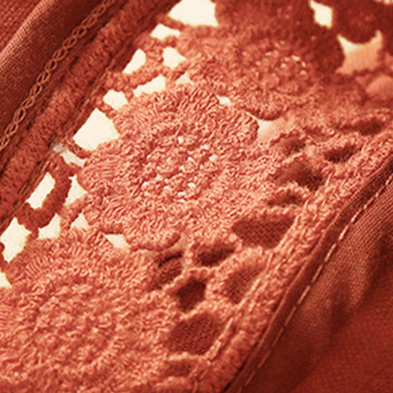 Pantaloncini da donna in cotone e lino con lacci e tasche, in tinta unita, con fondo in pizzo cavo , Buddha Stones - image 50