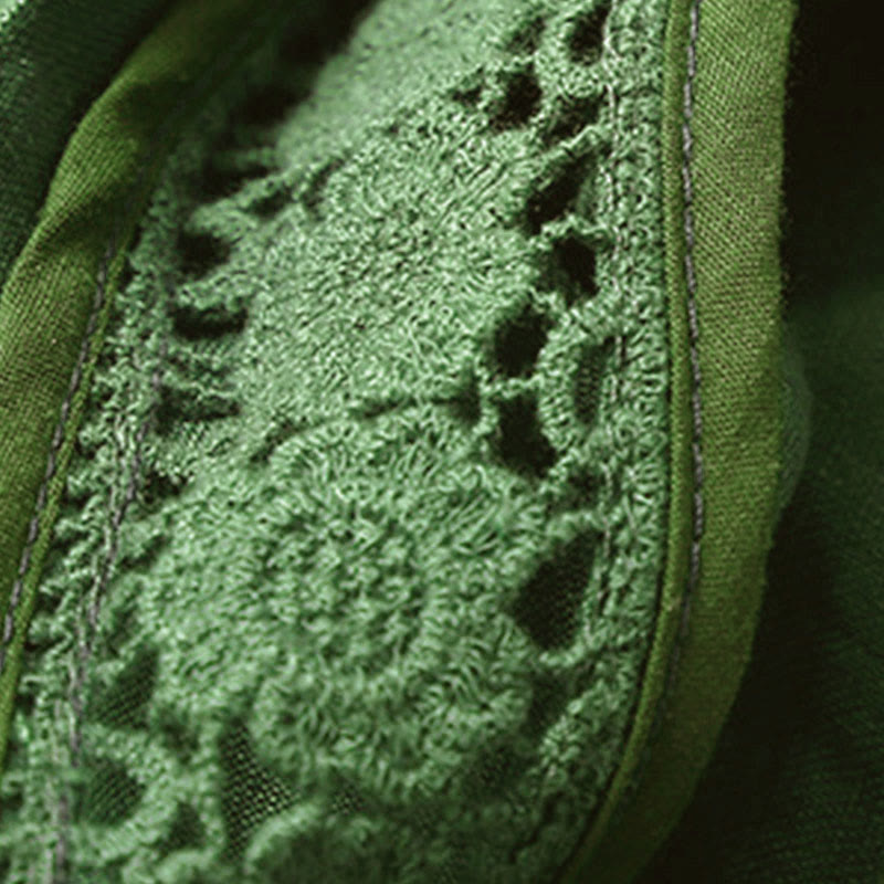 Pantaloncini da donna in cotone e lino con lacci e tasche, in tinta unita, con fondo in pizzo cavo , Buddha Stones - image 34