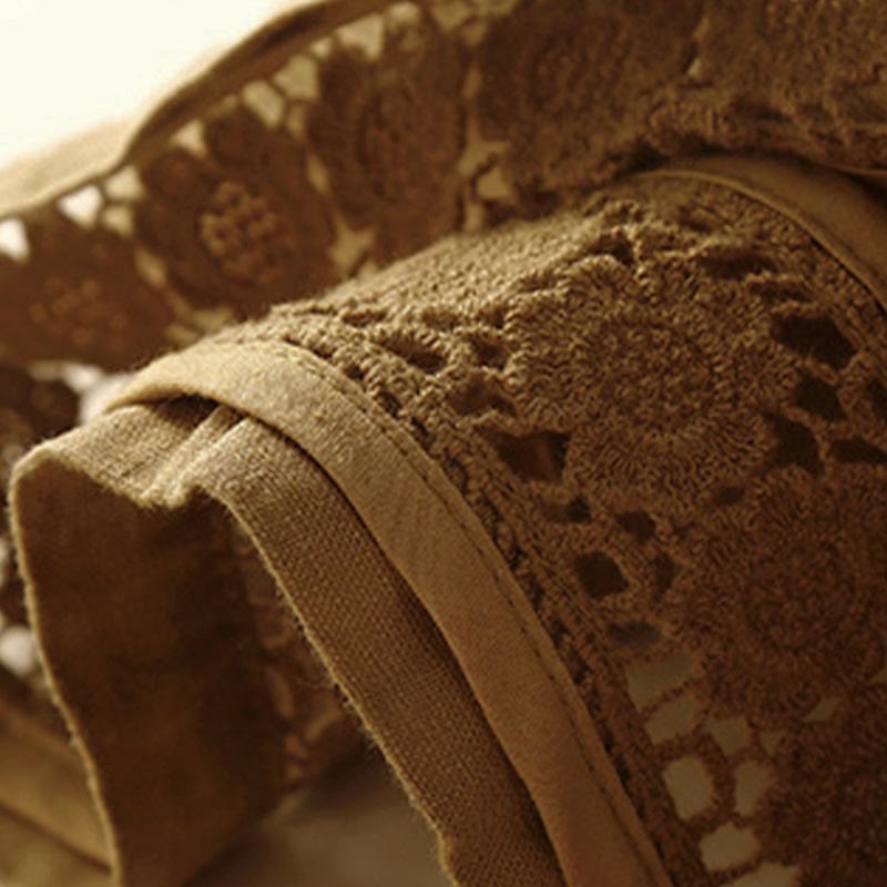 Pantaloncini da donna in cotone con lacci e tasche, modello Buddha Stones, tinta unita, con fondo in pizzo cavo - image 25