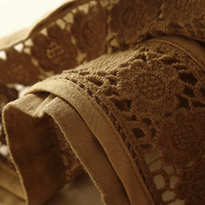 Pantaloncini da donna in cotone con lacci e tasche, modello Buddha Stones, tinta unita, con fondo in pizzo cavo - image 25