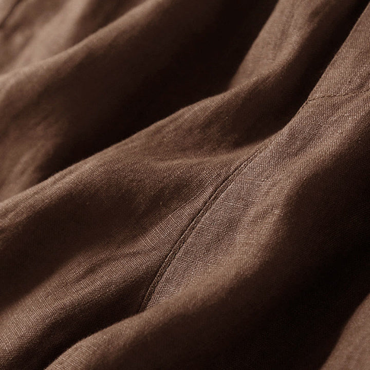 Pantaloncini da donna in cotone e lino con lacci e tasche, in tinta unita, con fondo in pizzo cavo , Buddha Stones - image 42