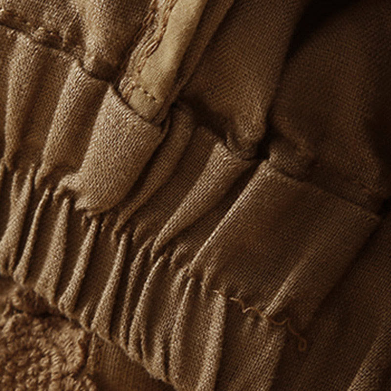 Pantaloncini da donna in cotone e lino con lacci e tasche, in tinta unita, con fondo in pizzo cavo , Buddha Stones - image 57