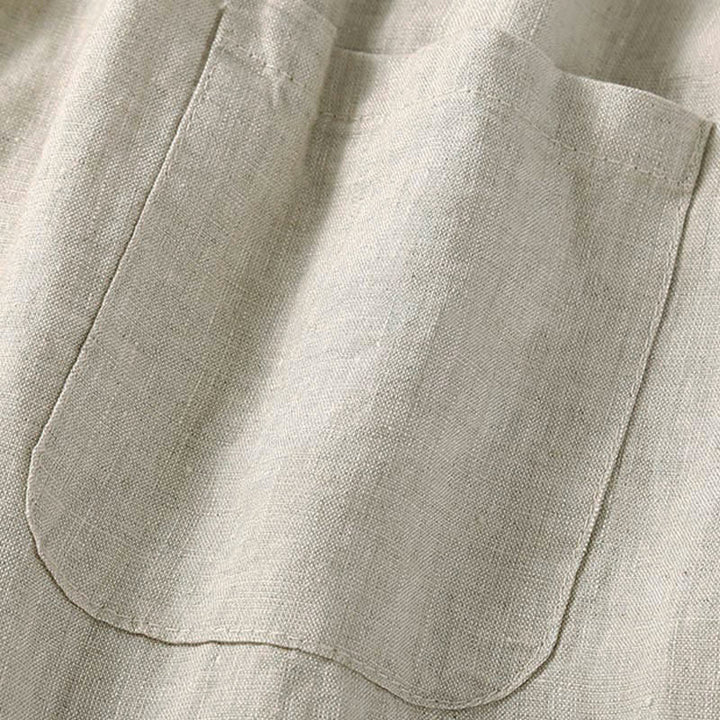 Pantaloncini da donna in cotone e lino con lacci e tasche, in tinta unita, con fondo in pizzo cavo , Buddha Stones - image 7
