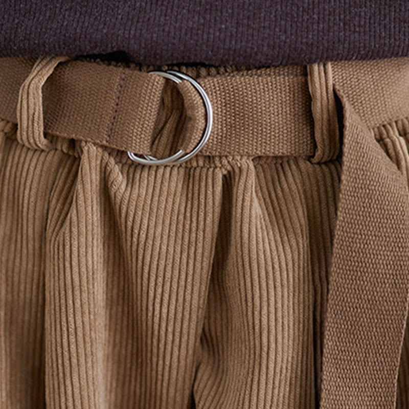 Pantaloni in velluto a coste di cotone con tasche e cintura, Buddha Stones Retro, da donna, a gamba larga, lunghezza 7-8 - image 8