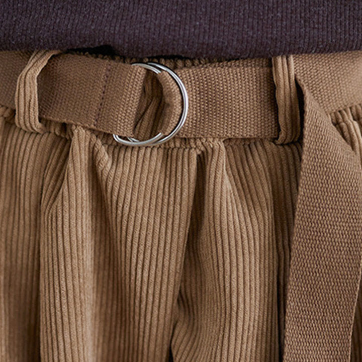 Pantaloni in velluto a coste di cotone con tasche e cintura, Buddha Stones Retro, da donna, a gamba larga, lunghezza 7-8 - image 8