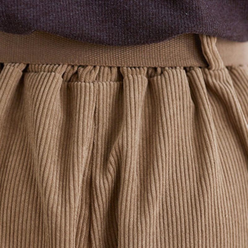 Pantaloni in velluto a coste di cotone con tasche e cintura, Buddha Stones Retro, da donna, a gamba larga, lunghezza 7-8 - image 9