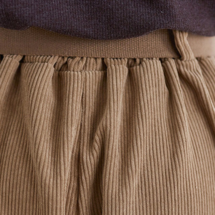 Pantaloni in velluto a coste di cotone con tasche e cintura, Buddha Stones Retro, da donna, a gamba larga, lunghezza 7-8 - image 9