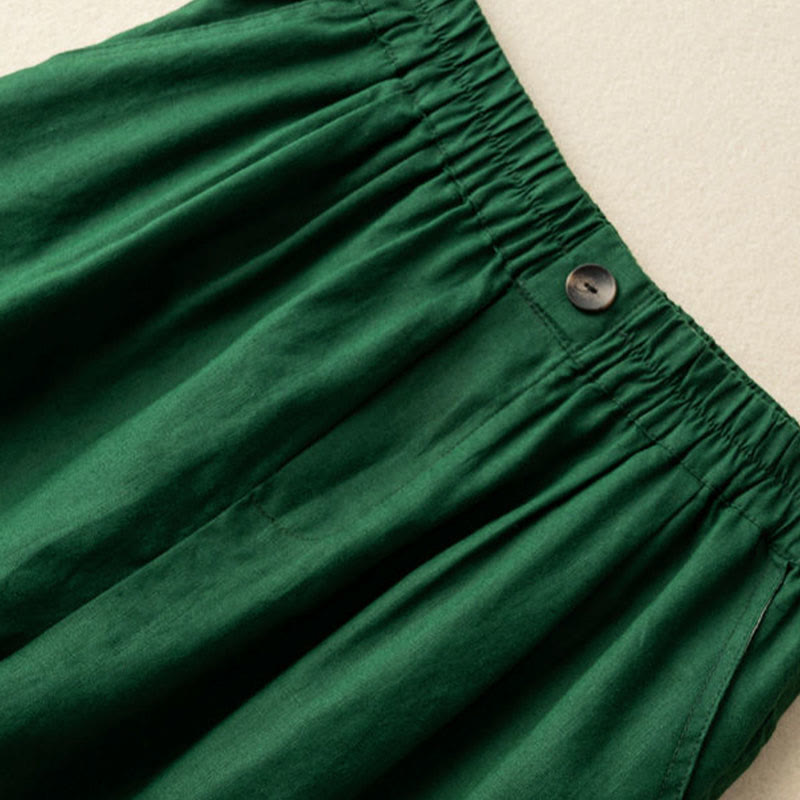 Pantaloncini da donna estivi casual con bottoni, in cotone e lino, con motivo Buddha Stones e tasche. - image 5