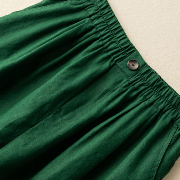 Pantaloncini da donna estivi casual con bottoni, in cotone e lino, con motivo Buddha Stones e tasche. - image 5