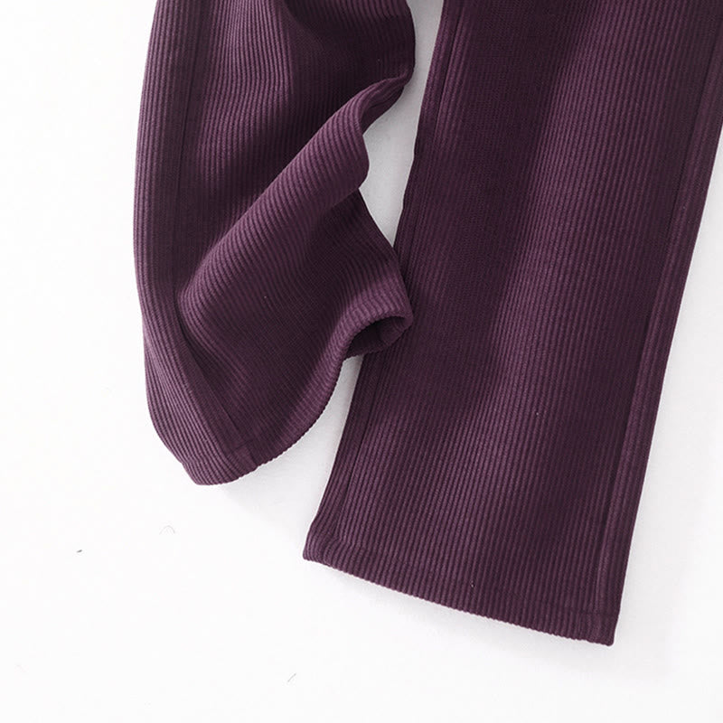 Pantaloni larghi in velluto a coste di cotone con tasche, casual e tinta unita, da donna, modello Buddha Stones - image 32