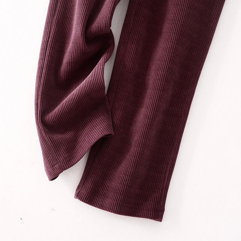 Pantaloni larghi in velluto a coste di cotone con tasche, casual e tinta unita, da donna, modello Buddha Stones - image 17