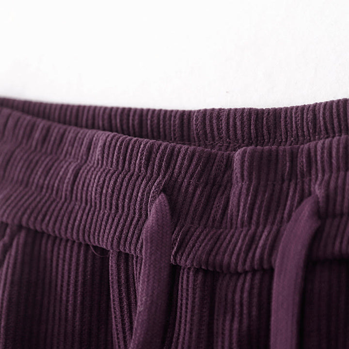 Pantaloni larghi in velluto a coste di cotone con tasche, casual e tinta unita, da donna, modello Buddha Stones - image 31